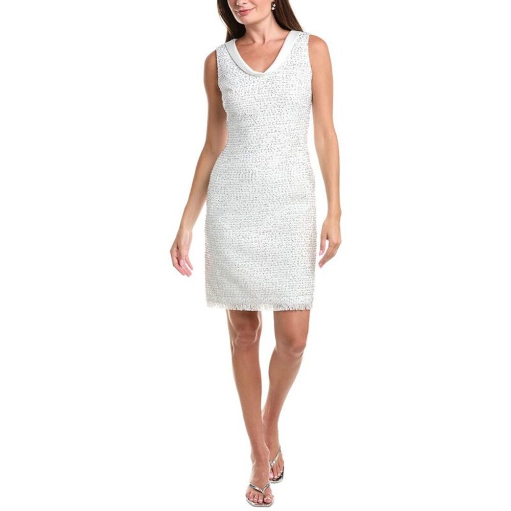 St. John Womens Mixed Media Dress, White